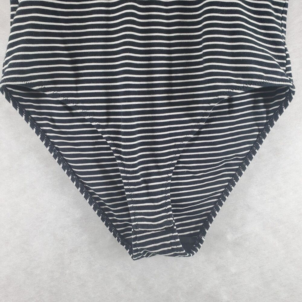 XS Everlane Long Sleeve Bodysuit V Neck Black White Stripes - Picture 6 of 9